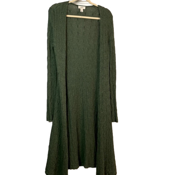 LOFT Sweaters - LOFT Open Front  Cardigan Long Green Wool Rabbit Hair Blend Size Medium